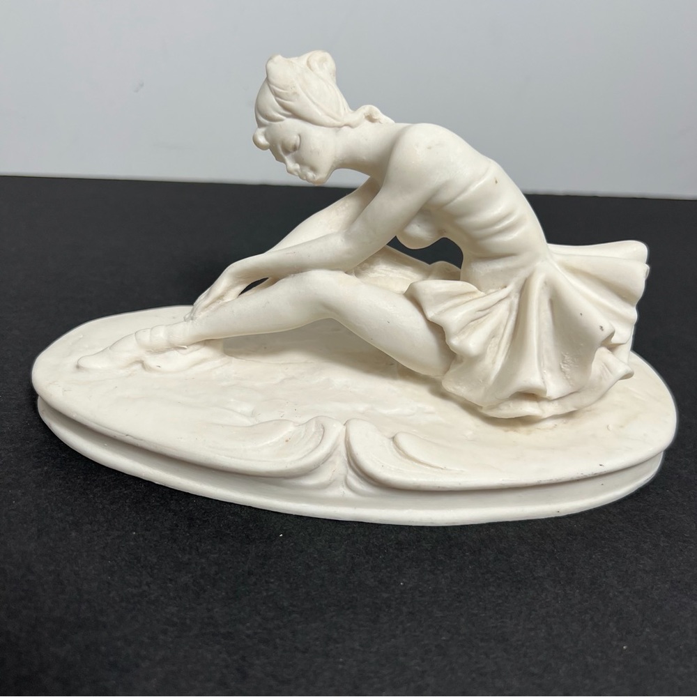 Made in Italy Vintage Stretching Ballerina Figurine Bisque Statue Reproduction